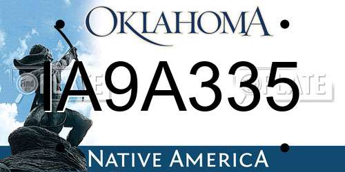 IA9A335 Oklahoma License Plate