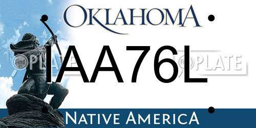 IAA76L Oklahoma License Plate
