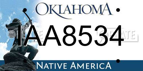 IAA8534 Oklahoma License Plate