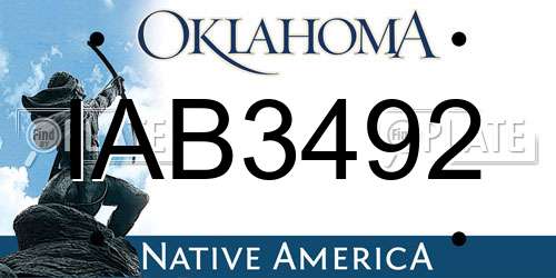 IAB3492 Oklahoma License Plate