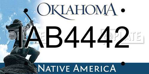 IAB4442 Oklahoma License Plate