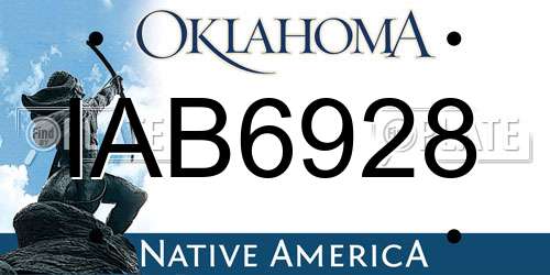 IAB6928 Oklahoma License Plate