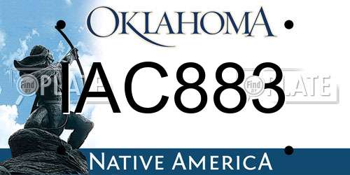 IAC883 Oklahoma License Plate
