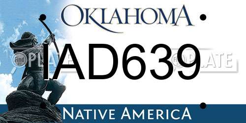 IAD639 Oklahoma License Plate