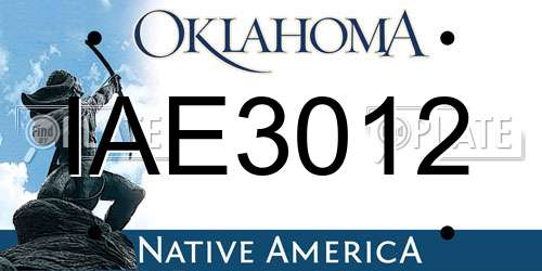 IAE3012 Oklahoma License Plate