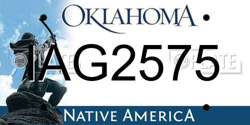 IAG2575 Oklahoma License Plate