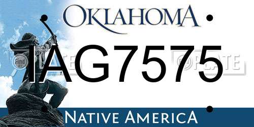 IAG7575 Oklahoma License Plate
