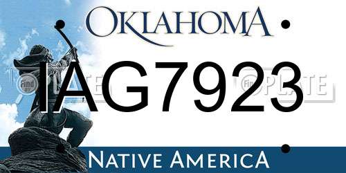 IAG7923 Oklahoma License Plate