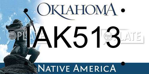 IAK513 Oklahoma License Plate