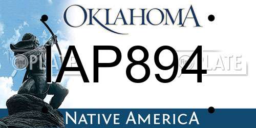 IAP894 Oklahoma License Plate