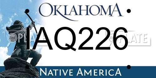 IAQ226 Oklahoma License Plate