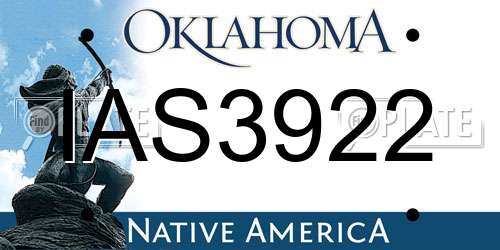 IAS3922 Oklahoma License Plate