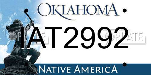 IAT2992 Oklahoma License Plate
