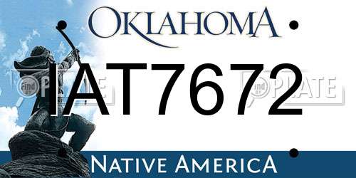 IAT7672 Oklahoma License Plate