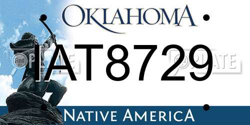 IAT8729 Oklahoma License Plate