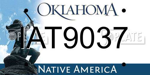 IAT9037 Oklahoma License Plate