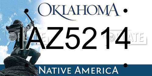 IAZ5214 Oklahoma License Plate