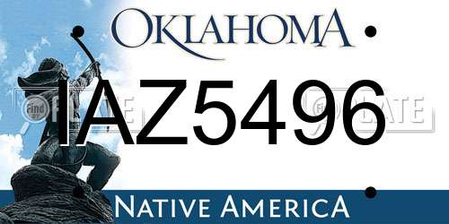 IAZ5496 Oklahoma License Plate