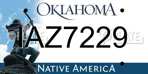 IAZ7229 Oklahoma License Plate