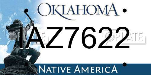 IAZ7622 Oklahoma License Plate