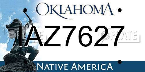 IAZ7627 Oklahoma License Plate