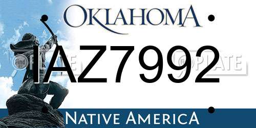 IAZ7992 Oklahoma License Plate