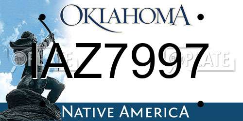 IAZ7997 Oklahoma License Plate