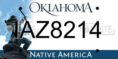 IAZ8214 Oklahoma License Plate