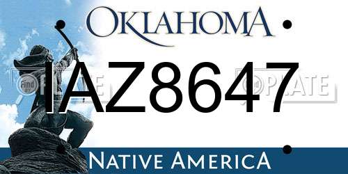 IAZ8647 Oklahoma License Plate