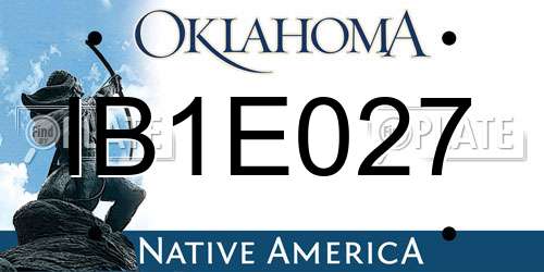 IB1E027 Oklahoma License Plate