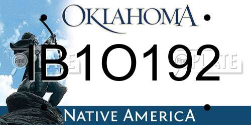 IB1O192 Oklahoma License Plate