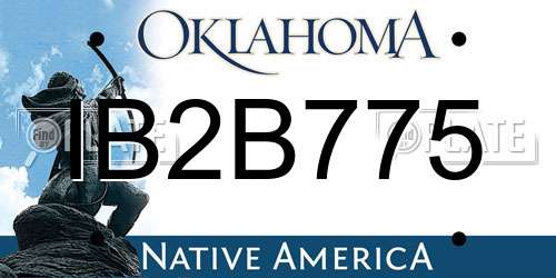 IB2B775 Oklahoma License Plate