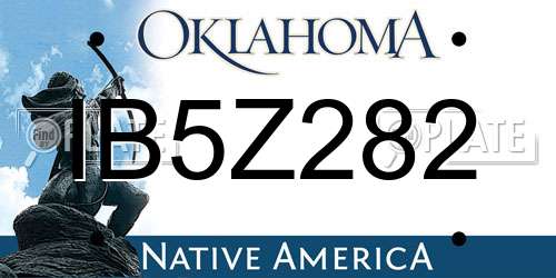 IB5Z282 Oklahoma License Plate