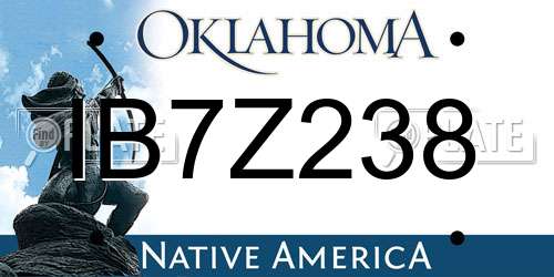 IB7Z238 Oklahoma License Plate