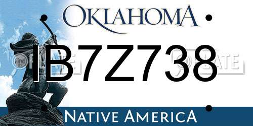 IB7Z738 Oklahoma License Plate