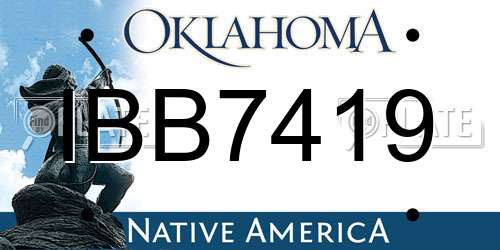 IBB7419 Oklahoma License Plate