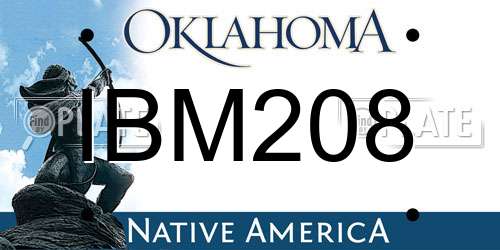 IBM208 Oklahoma License Plate