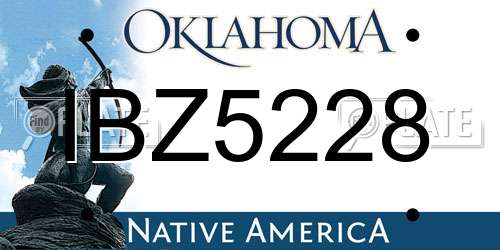 IBZ5228 Oklahoma License Plate