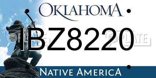 IBZ8220 Oklahoma License Plate