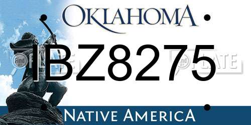 IBZ8275 Oklahoma License Plate