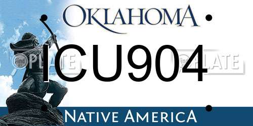 ICU904 Oklahoma License Plate