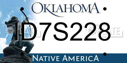 ID7S228 Oklahoma License Plate