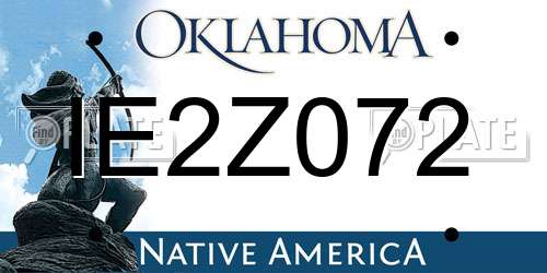 IE2Z072 Oklahoma License Plate