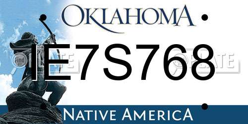 IE7S768 Oklahoma License Plate