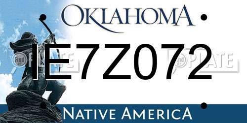 IE7Z072 Oklahoma License Plate