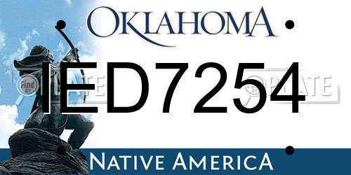 IED7254 Oklahoma License Plate