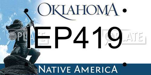 IEP419 Oklahoma License Plate