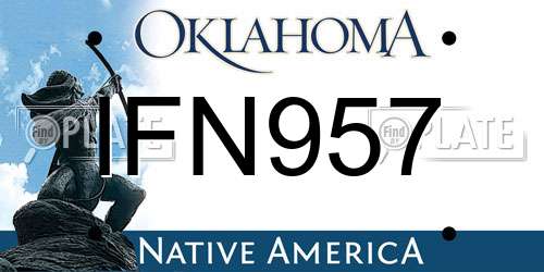 IFN957 Oklahoma License Plate