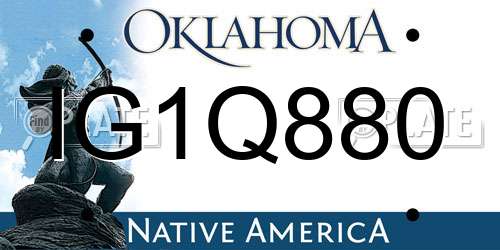 IG1Q880 Oklahoma License Plate