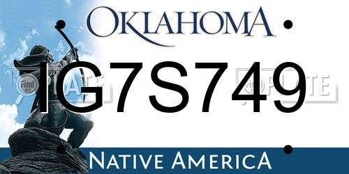 IG7S749 Oklahoma License Plate